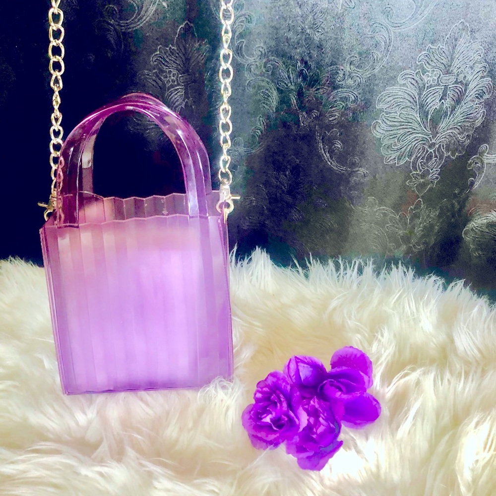 Purple jelly purse wool shoulder strap included